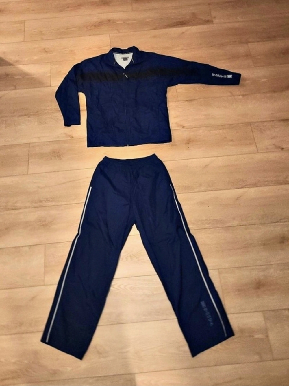 Nike Men's Blue & White Track Jacket Pants Set Medium